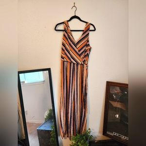 Cropped, Striped Jumpsuit | Size: L